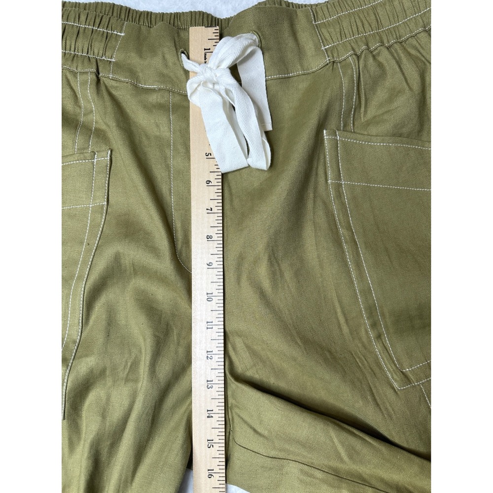 Maeve Pants Womens XL Green Wide Leg Contrast Stitch Drawstring NWT - Picture 7 of 8